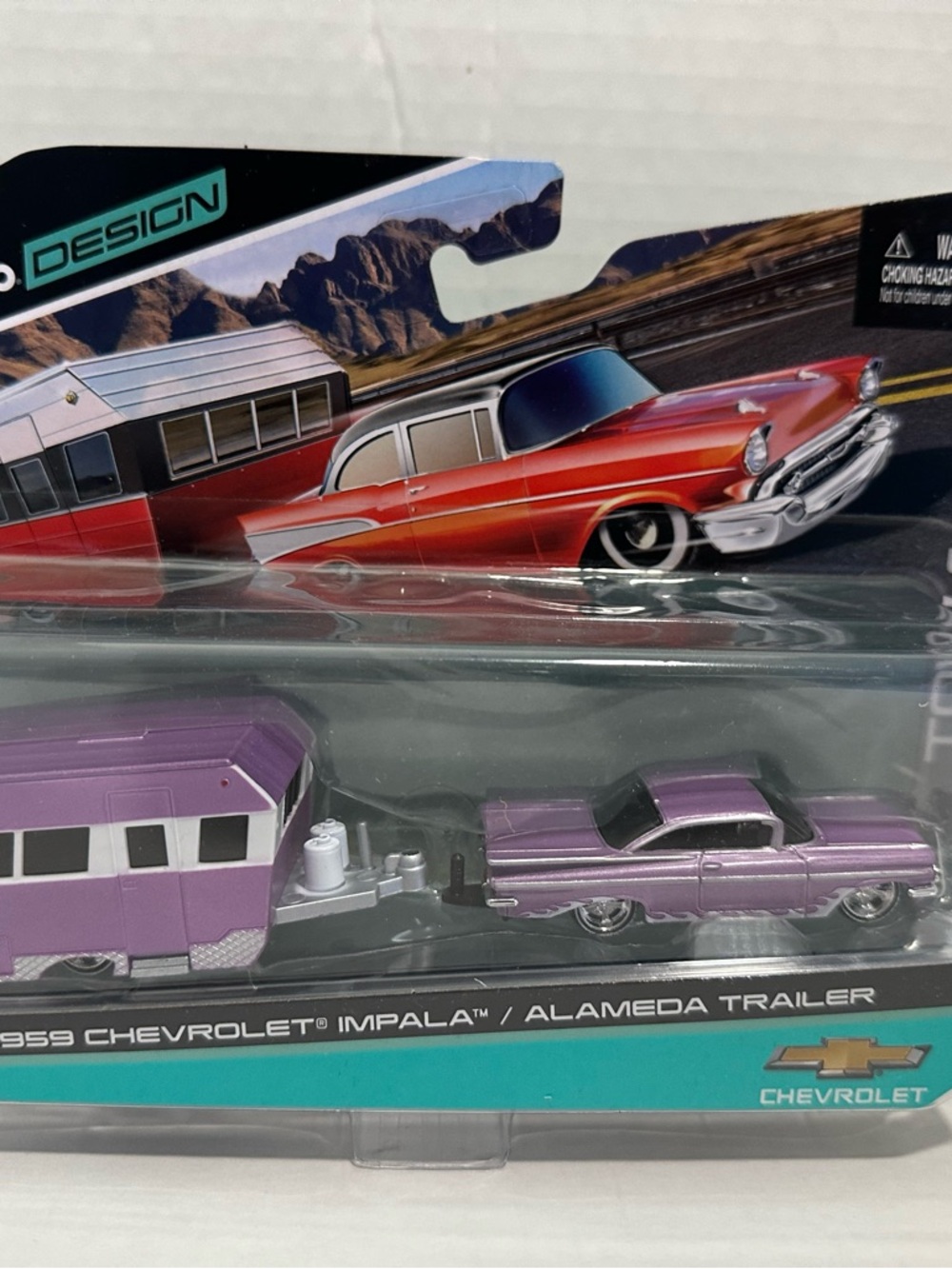 Purple 1959 Impala with Alameda Trailer Kids Toy